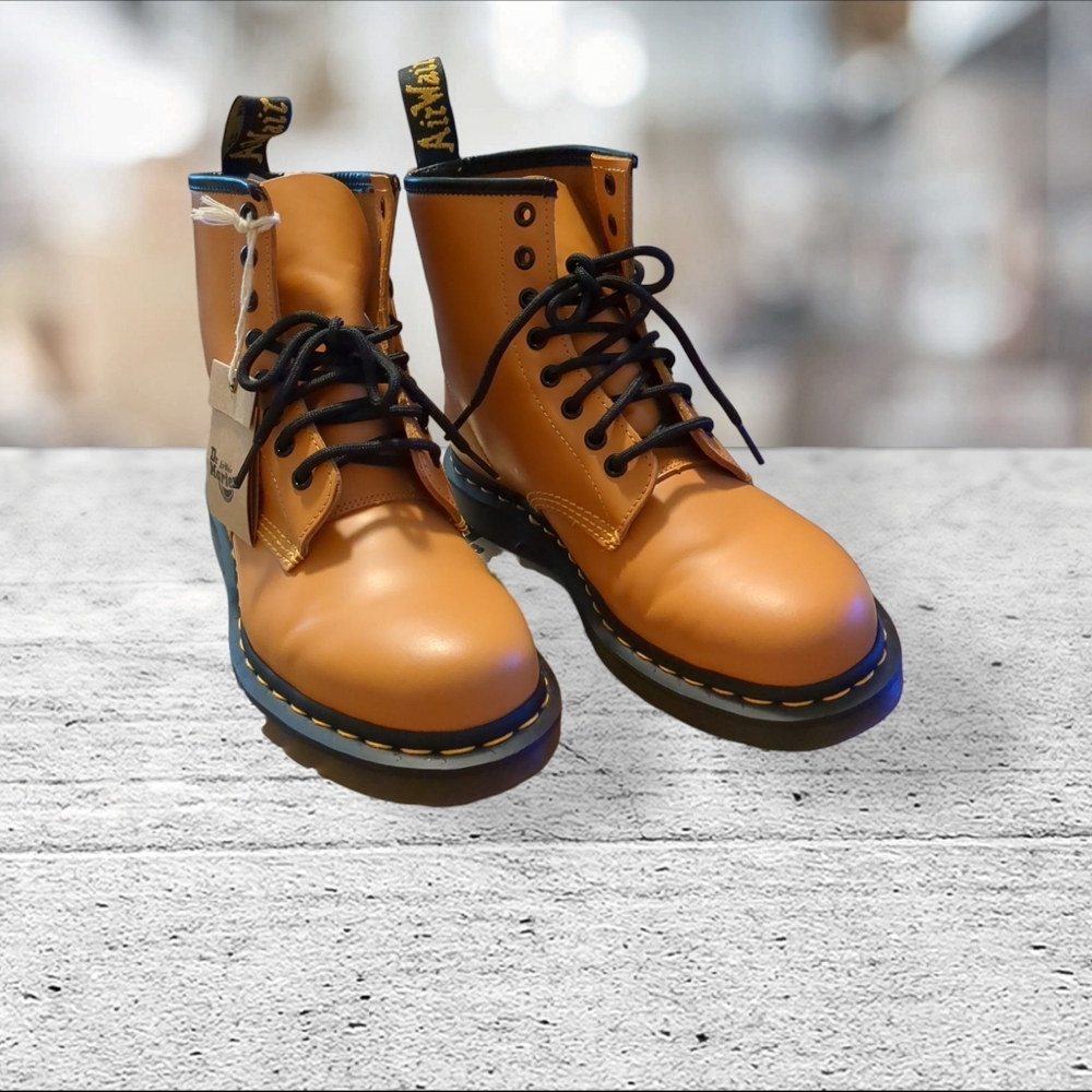 Dr Martens 1460 Smooth Orange  Lace Up Combat Boots Size 8 - Picture 6 of 12